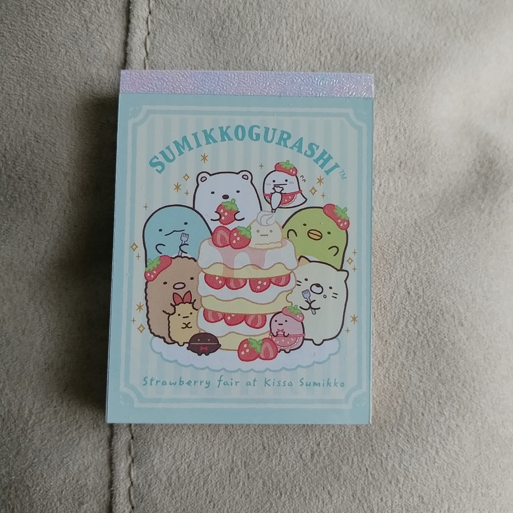 San-X Sumikko Gurashi strawberry fair mini memo pad - Cake